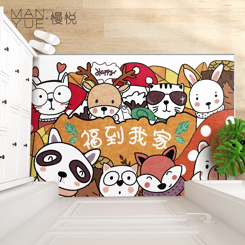 冰花绒卡通可爱家用门厅防滑脚垫入户门垫耐脏吸水防尘混纺脚垫