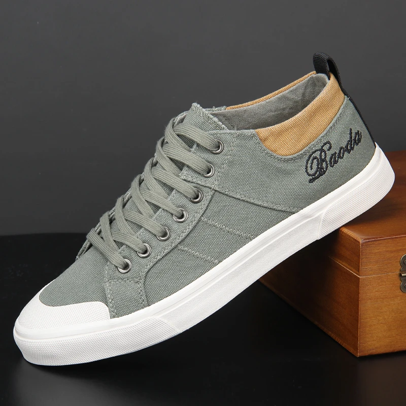 男士新款春夏秋季韩版潮流百搭防滑透气运动休闲学生系带帆布板鞋