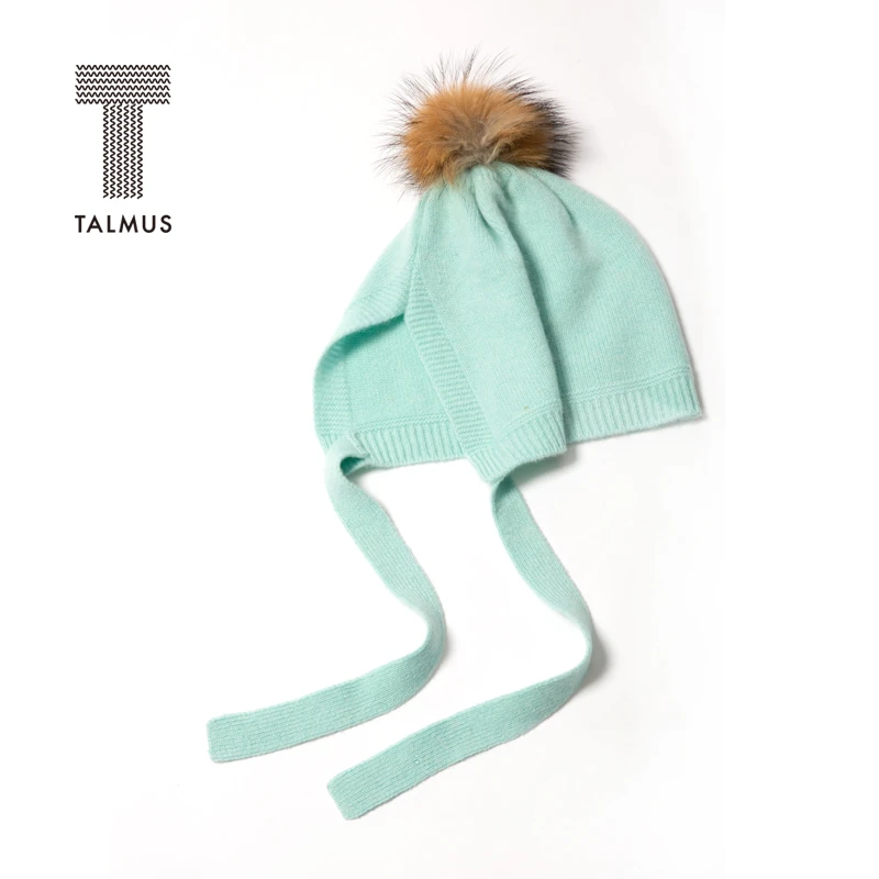 TALMUS/塔拉牧丝山羊绒保暖亲肤儿童护耳针织帽圆顶出游休闲帽冬