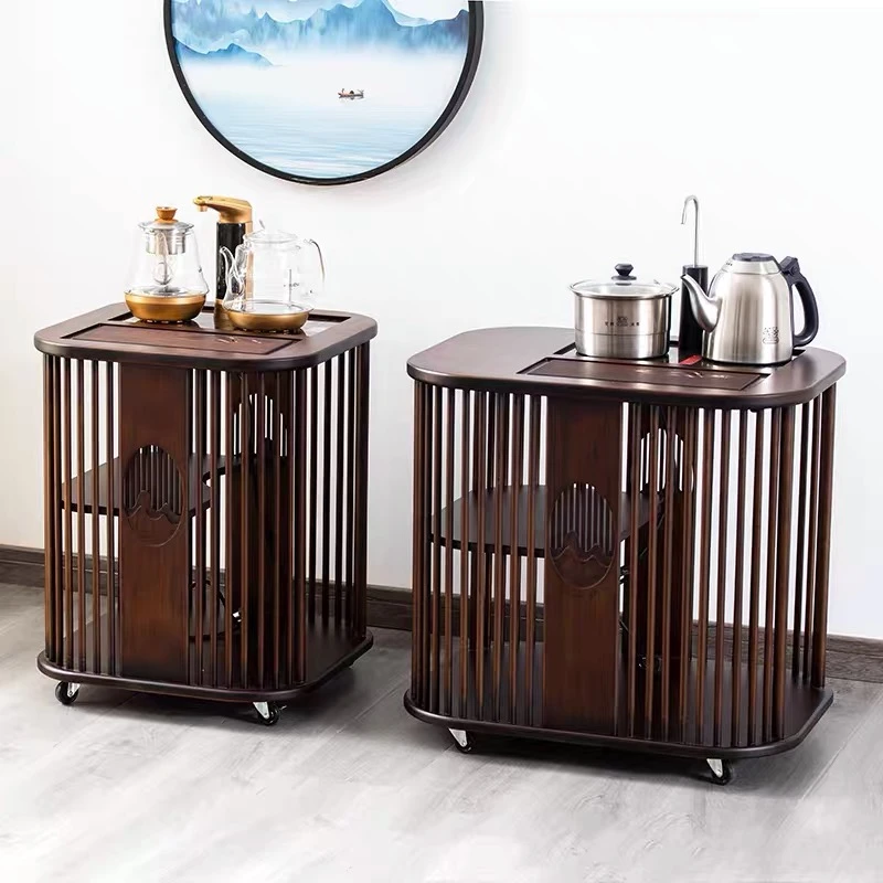 新中式移动茶水车家用烧水壶一体泡茶台客厅小茶几茶桌重竹茶水柜