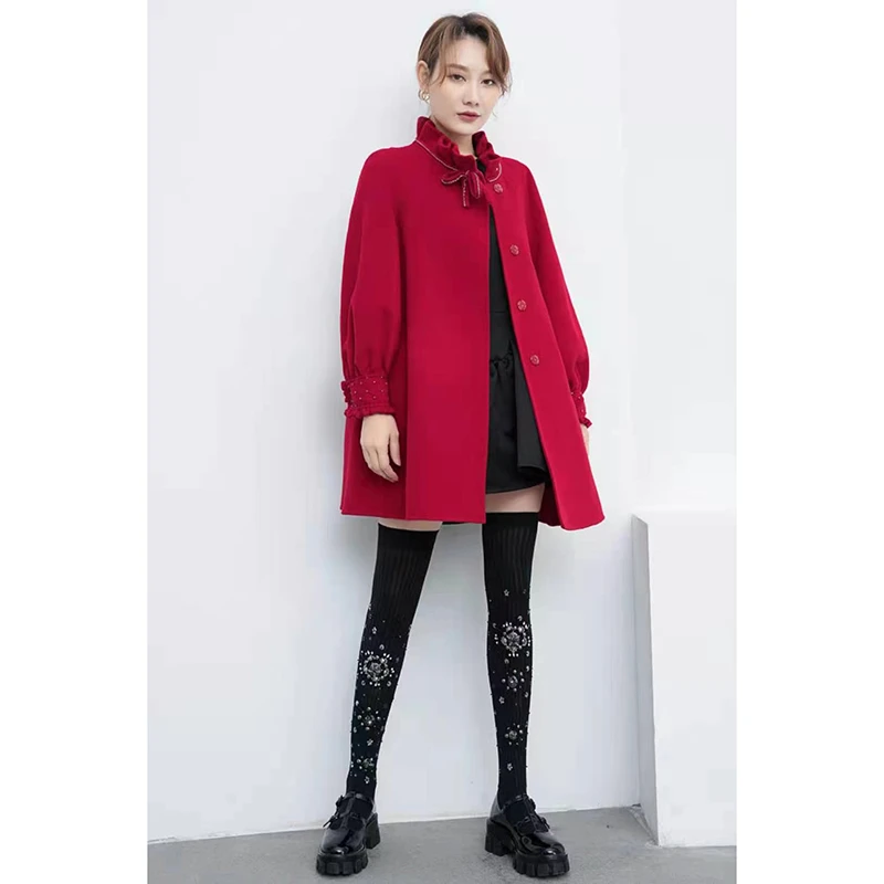 SOWMOO/術慕双面呢大衣女2022冬季新款毛呢外套时尚气质20W165