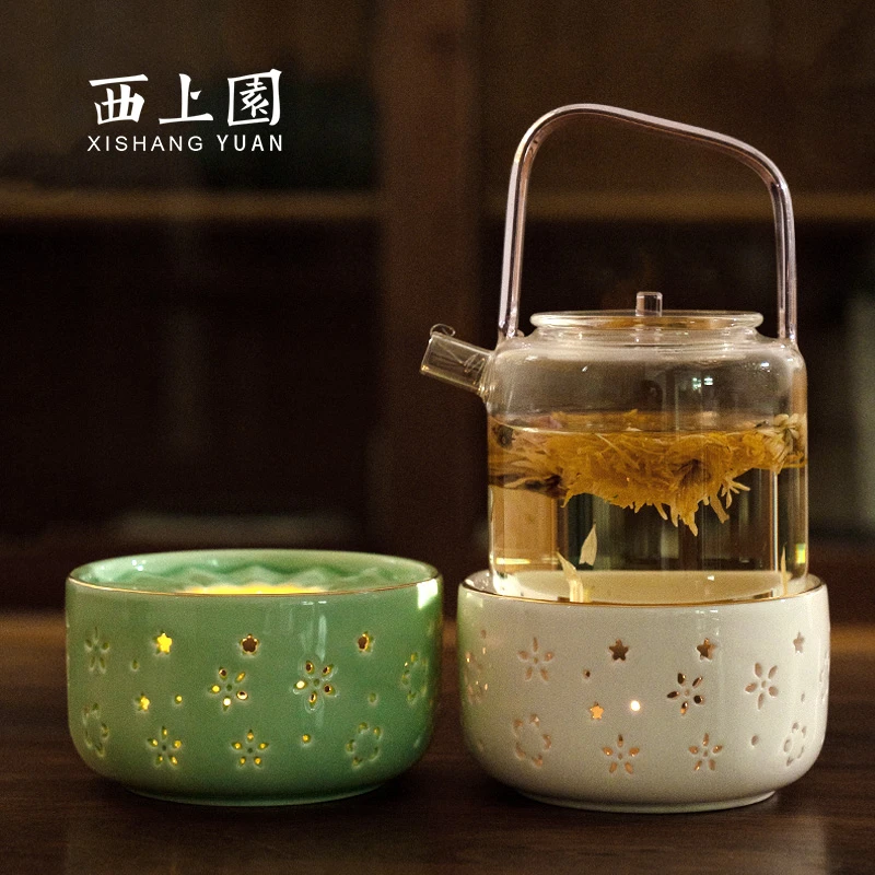 温茶炉暖茶器蜡烛煮茶炉陶瓷酒精炉煮茶器保温底座玻璃壶花茶日式