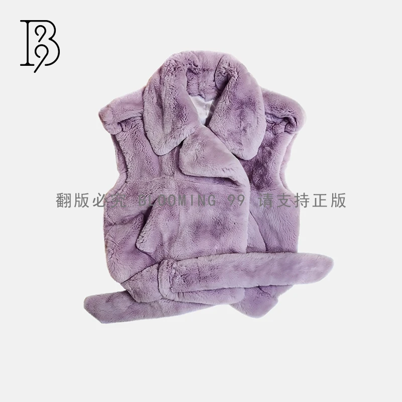 【B99官方旗舰店】女装设计款时尚獭兔毛外套FGWFA10058女士