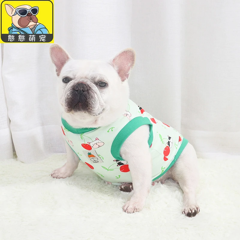 春夏季新款法斗巴哥斗牛犬衣服比熊雪纳瑞全棉弹力薄款防掉毛背心