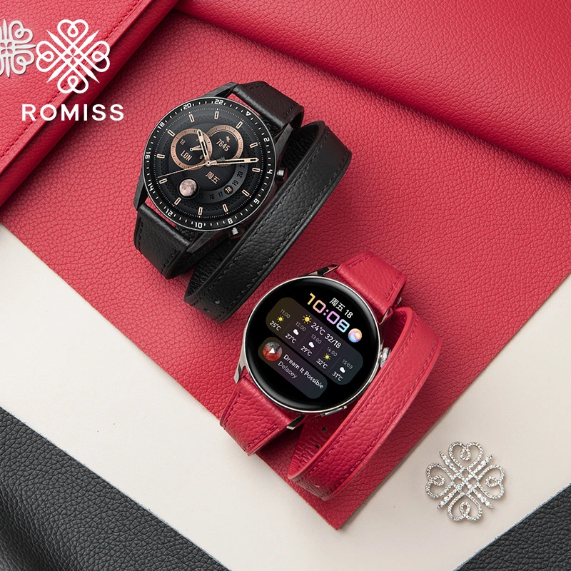 ROMISS双圈新款适用华为watch3/4手表gt3表带watchgt2女手表带