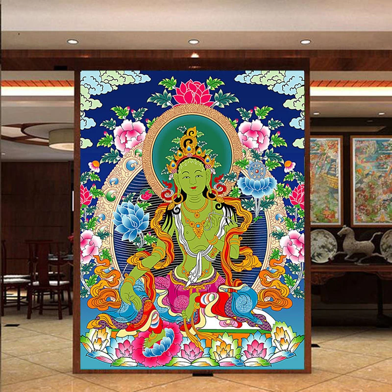 5d魔方钻石画唐卡绿度母佛像系列玄关大画客厅书房挂画