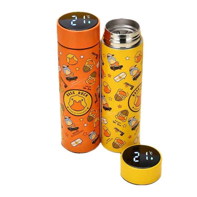 小黄鸭智能显温保温杯女可爱网红高颜值304不锈钢便携儿童水杯子