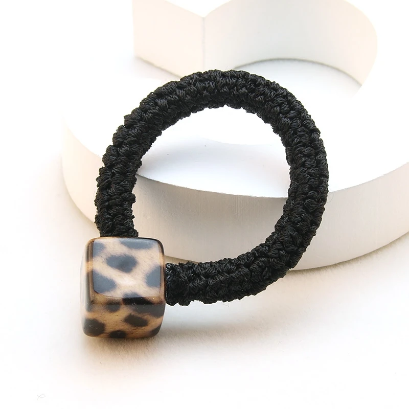 加粗豹纹发圈扎马尾头饰发绳韩版黑色头绳发饰韩国绑头发皮筋成人