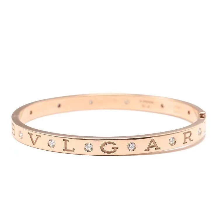 99新 BVLGARI/宝格丽 BVLGARI BVLGARI系列 玫瑰金签名十二钻手镯