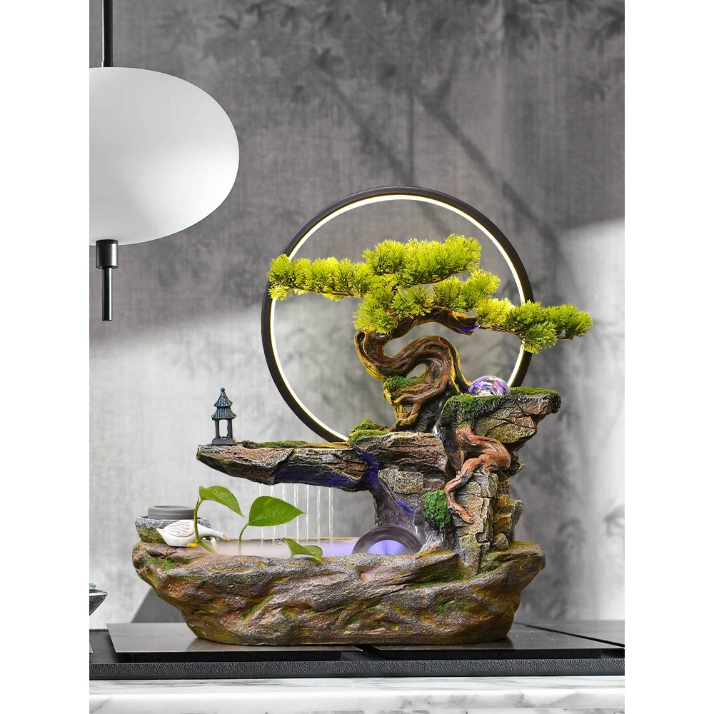 假山流水喷泉摆件客厅办公室桌面玄关循环水装饰品乔迁礼物龙抬头