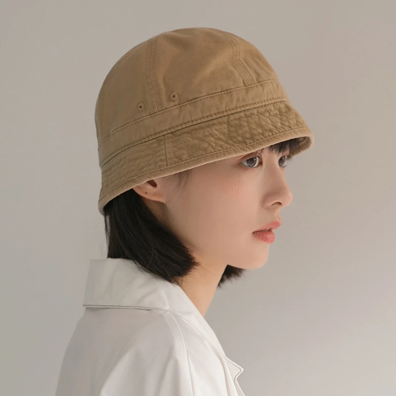 加大头围高品质水洗棉短檐渔夫帽子女显脸小百搭休闲圆顶盆帽男潮