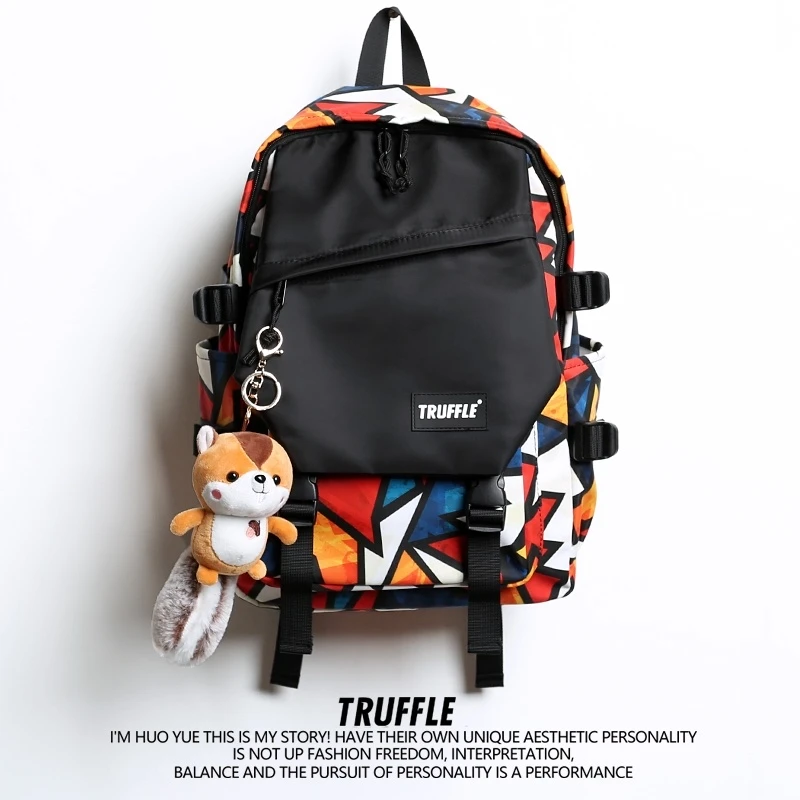 TRUFFLE潮牌原创书包男嘻哈大容量初中双肩包中学生女小学生背包
