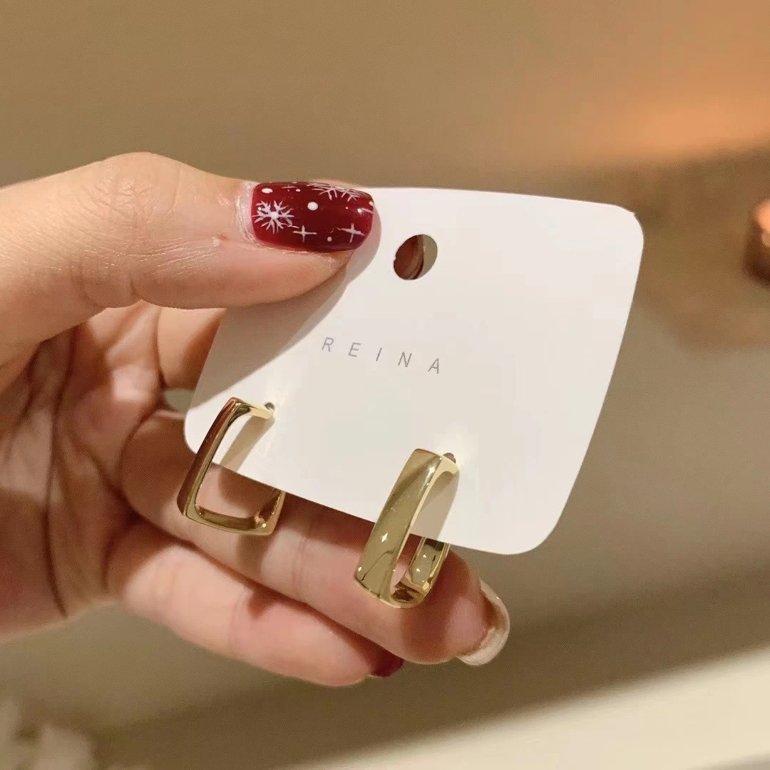 铜合金耳饰 AL456金属风极简小巧精致几何耳环百搭气质轻奢时尚