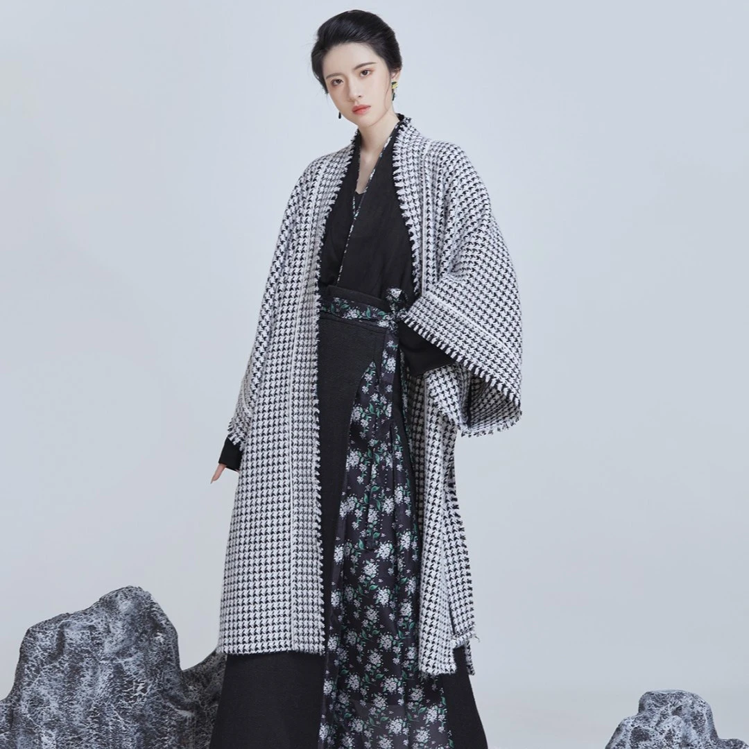 织造司【寒江雪】原创汉服宋制长干寺长衫飞机袖上衣百搭秋冬冬季
