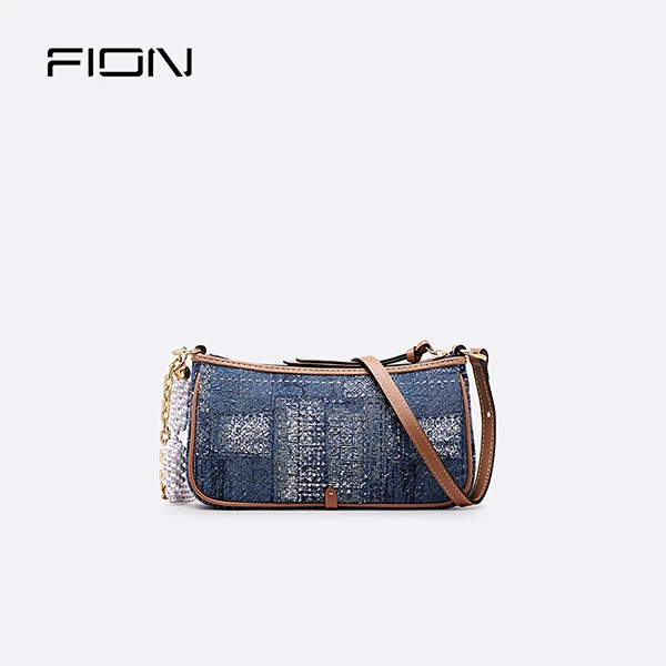 Fion/菲安妮巧锦开物-暮光油画女士圆筒腋下包斜挎包 FAAFAKW047