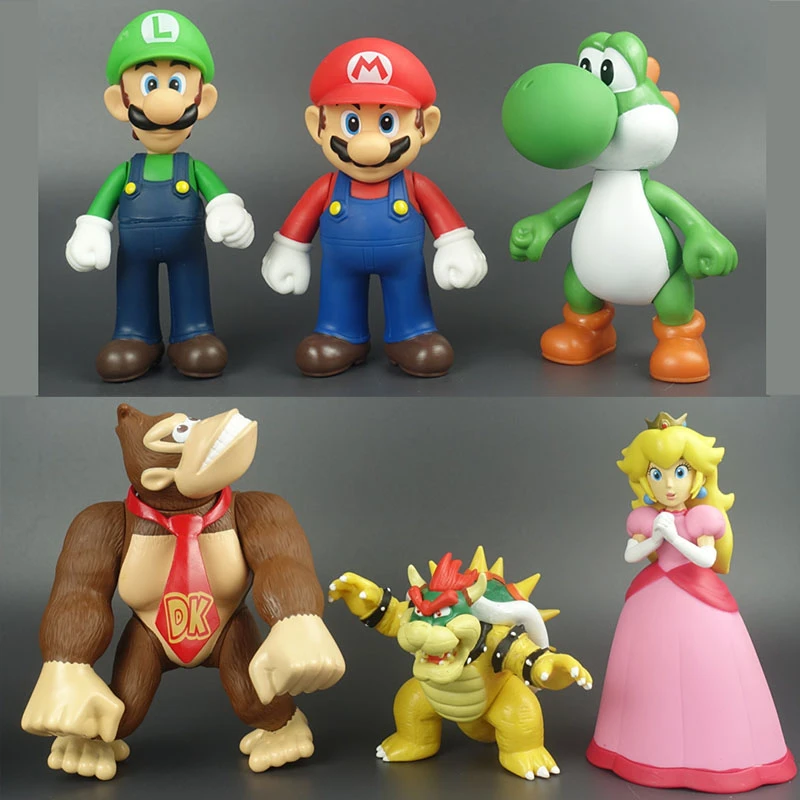 超级玛丽马里奥路易兄弟手办摆件人偶搪胶公仔玩具模型人偶周边