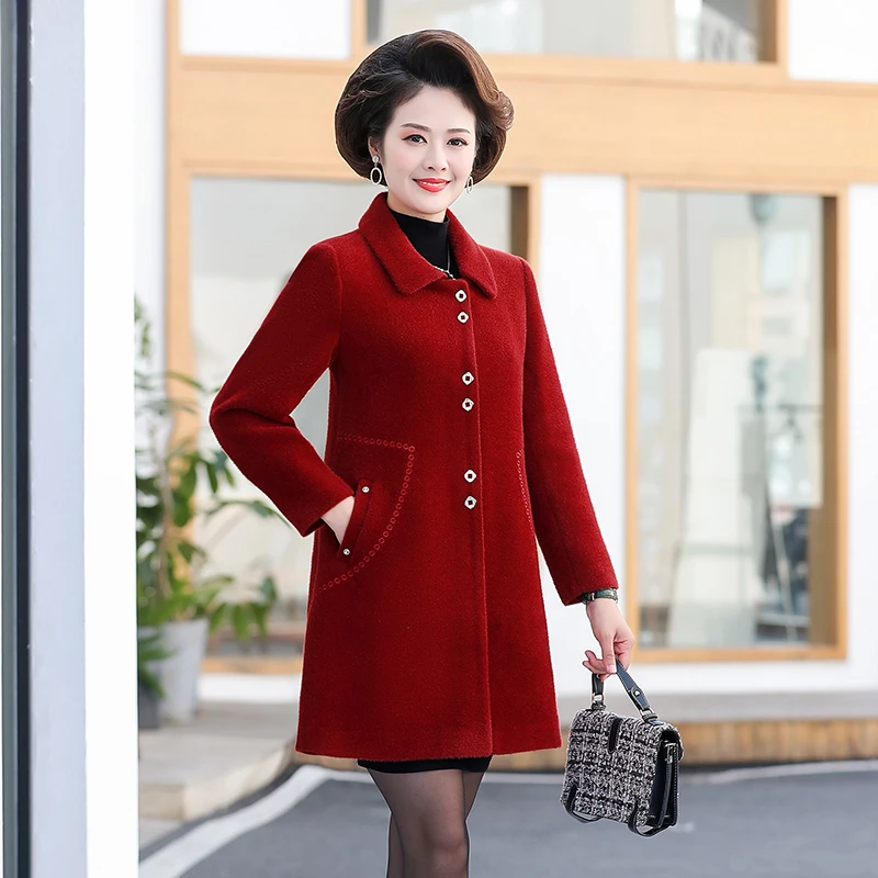 女装冬季外套洋气显瘦女装中长款中年妈妈装貂绒大衣女士新款冬装
