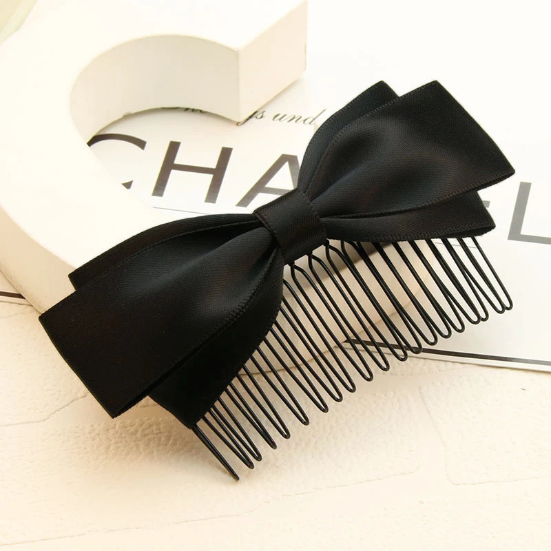 蝴蝶结发梳发饰韩国刘海梳发卡子简约头饰发夹子倒插发插梳发叉女