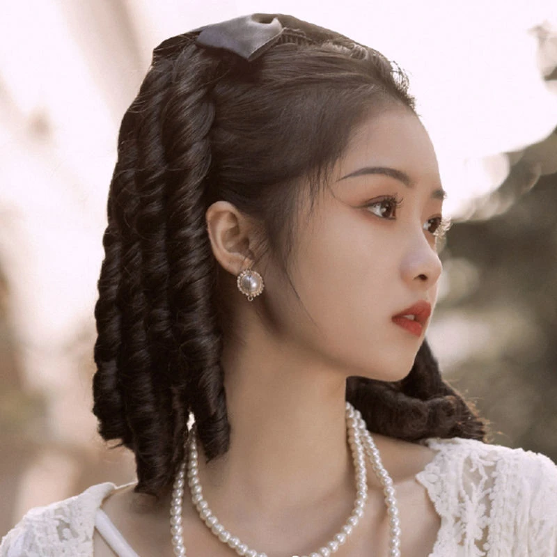 民国假发女卷发罗马卷长发复古民国风旗袍发型民国同款马尾卷发女