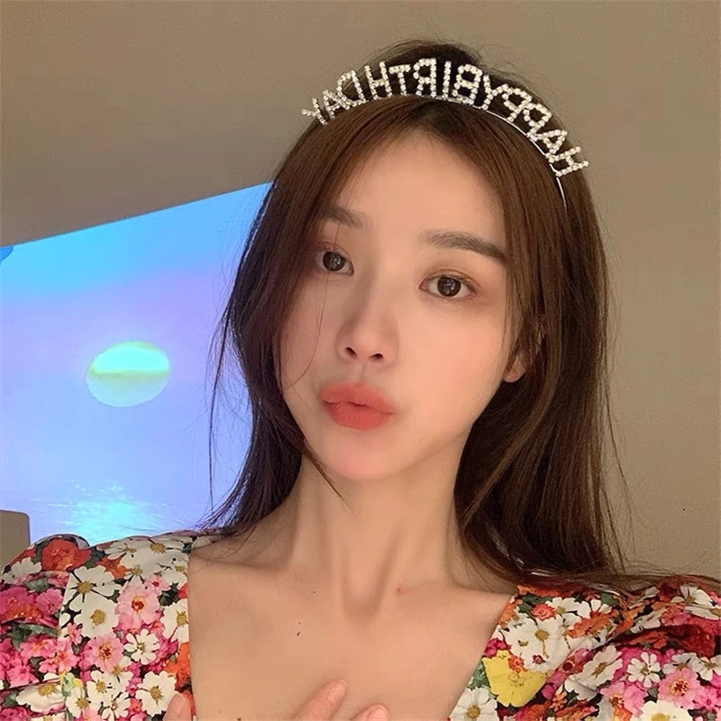 9.9M/ins网红生日快乐钻石发箍浪漫头箍公主女生头饰派对蛋糕装饰