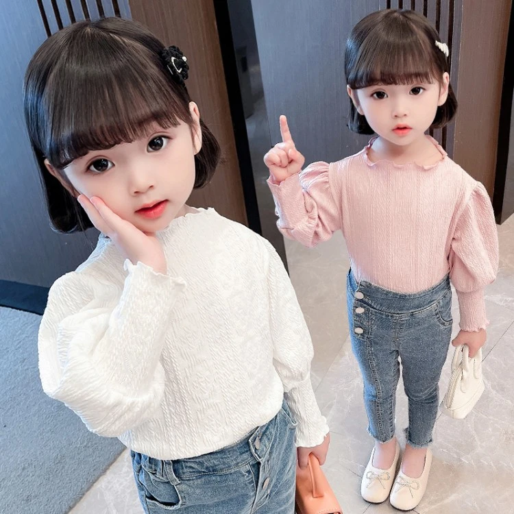 1-6岁女童打底衫2023新款儿童小童T恤女2洋气3宝宝上衣春秋款女宝