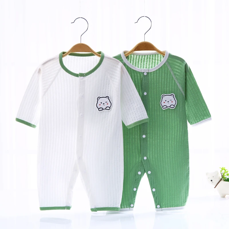 婴儿连体衣薄款夏季纯棉长袖宝宝空调服夏装爬服哈衣新生儿衣服