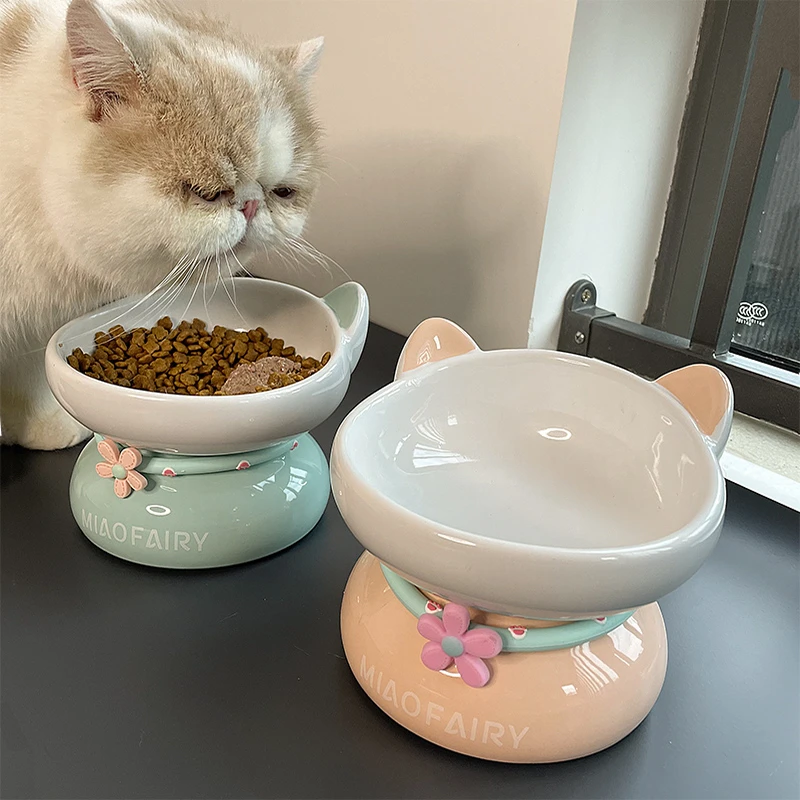 你家家用猫碗该换了猫碗陶瓷大口径猫食盆大容量护颈斜口猫咪碗