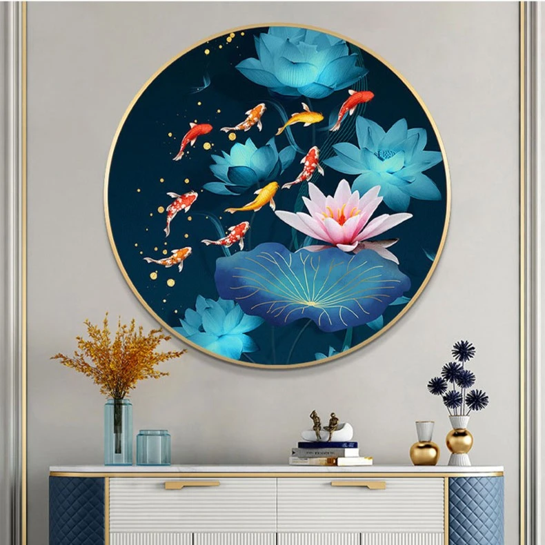 甜心Kes荷花九鱼大格十字绣75*75cm4股线32种颜色
