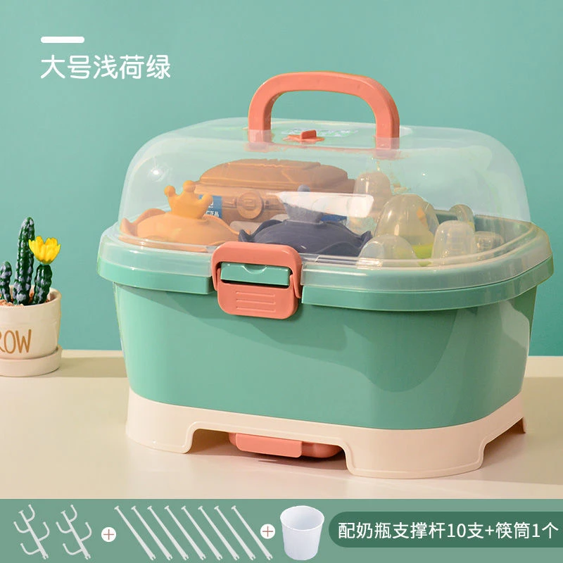 奶瓶收纳盒收纳箱奶瓶沥水架储存婴儿碗筷宝宝餐具收纳盒防尘防虫
