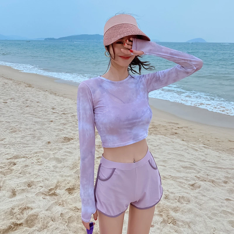 聚拢泳衣女春夏季游泳衣沙滩海滩夏日比基尼遮肉三件套女款女生