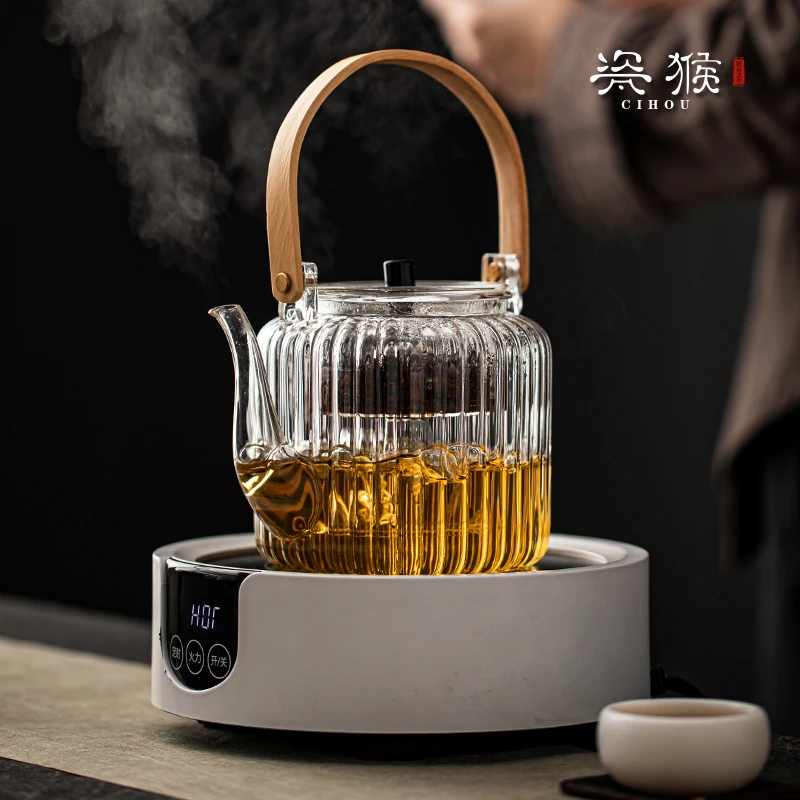 提梁壶玻璃煮茶壶老白茶黑茶家用全自动电陶炉煮茶器小型茶壶套装