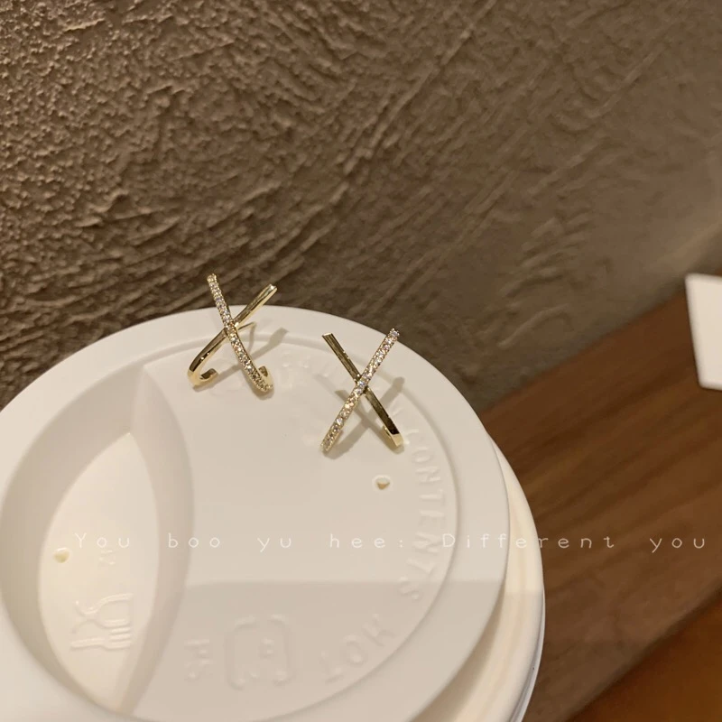 铜合金耳饰 AL440简约个性X交叉精致简单气质百搭几何耳环耳饰ins