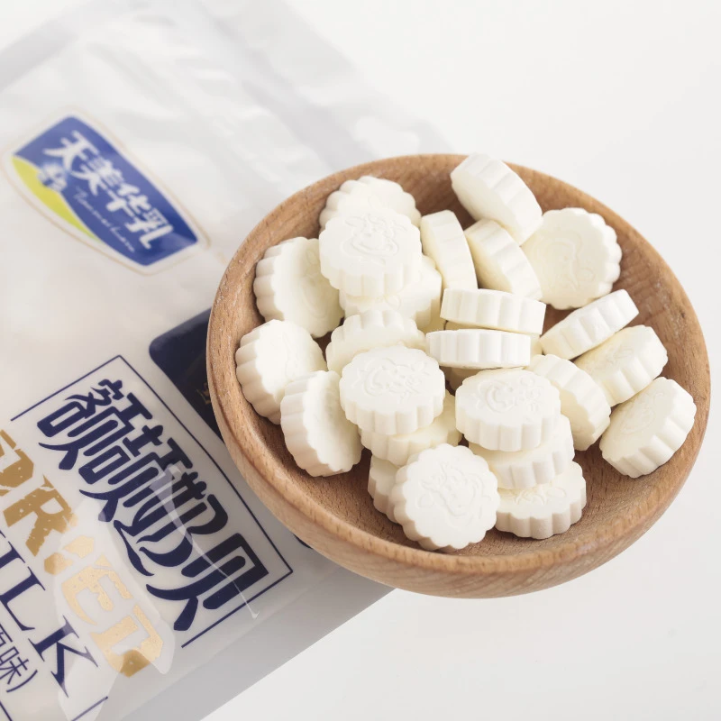 天美华乳内蒙古奶酪牛初乳奶贝奶片干吃原味包装散装250g*2