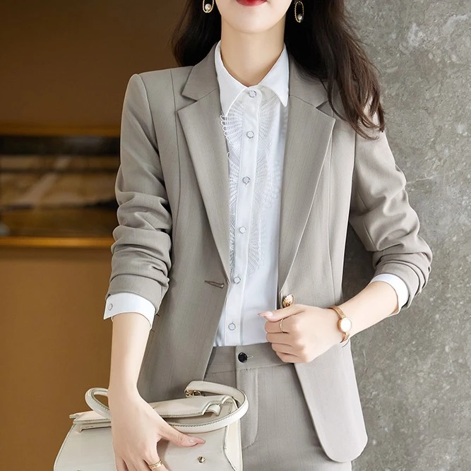 高端职业套装女春秋时尚气质总裁公务员面试正装西装售楼部工作服