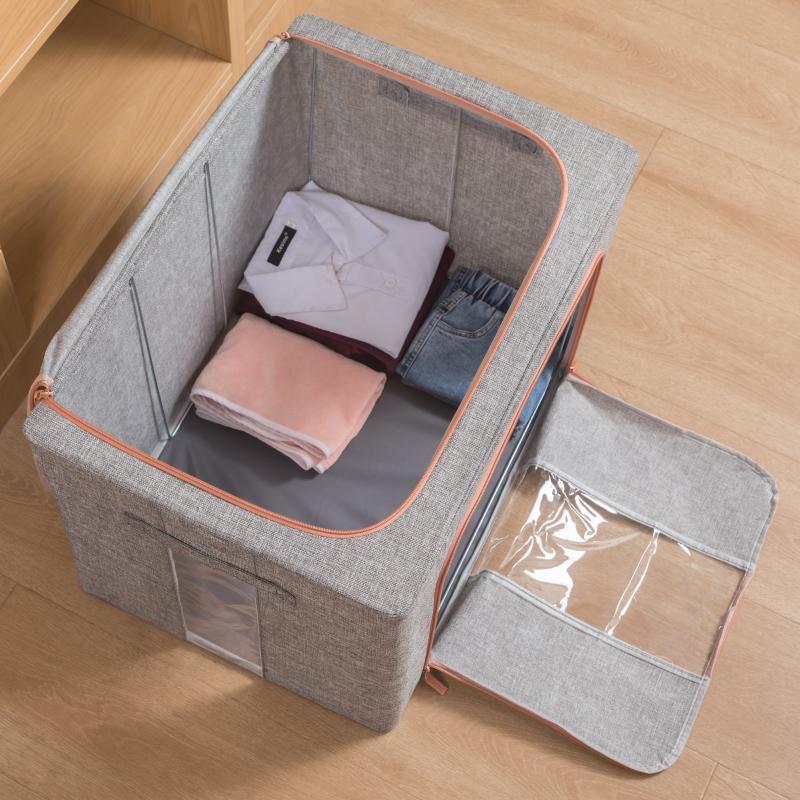 衣服收纳箱棉麻布收纳盒折叠整理箱家用衣柜储物箱超大号搬家神器-3