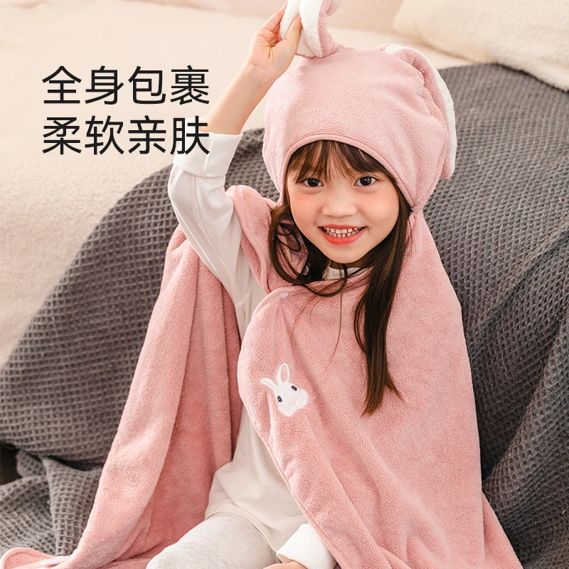 婴儿浴袍比纯棉柔软吸水新生儿浴巾儿童连帽盖毯宝宝洗澡带帽斗篷