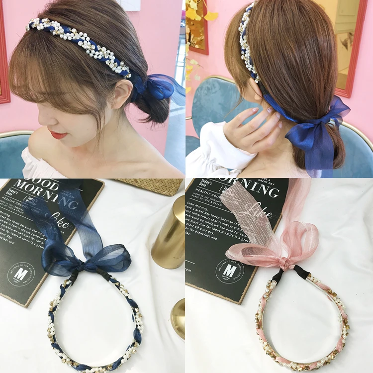 哈韩宅物头箍发箍蝴蝶结发带飘带编发发饰头饰