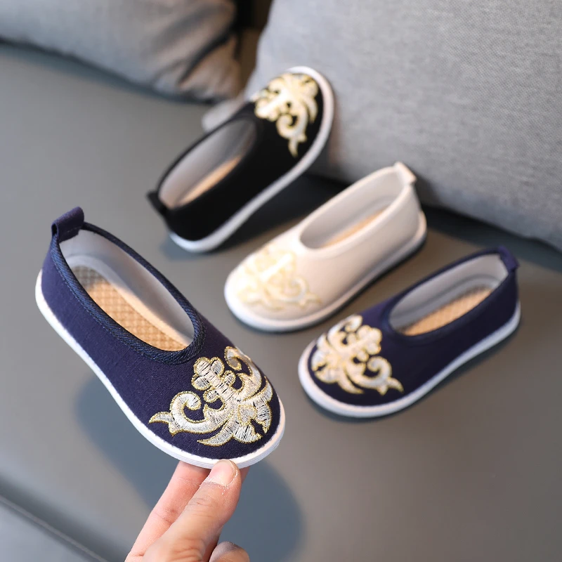 男童汉服鞋子古风老北京布鞋夏季中国风绣花鞋古装鞋演出鞋民族鞋