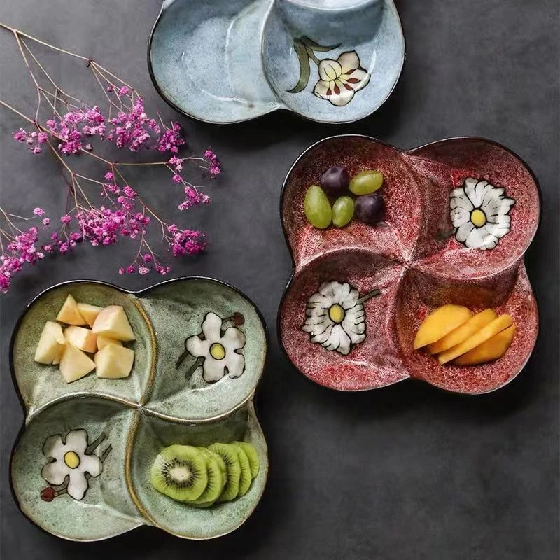 四格分格盘干果盘零食小菜盘