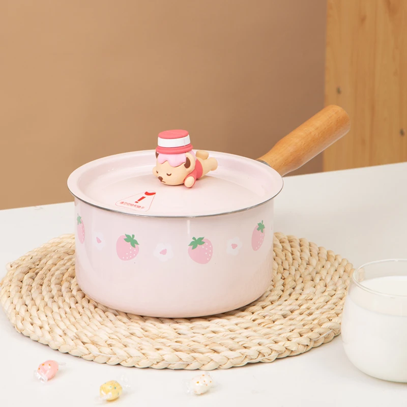 sohome泰迪进口珐琅奶锅搪瓷辅食煲汤煮奶各种炉具耐用榉木创意