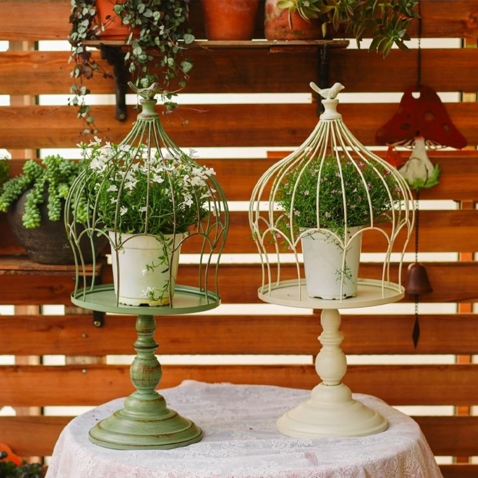铁艺鸟笼花架立台式盆垂吊兰悬挂多肉橱窗贸庭院装饰摆件绿萝户外