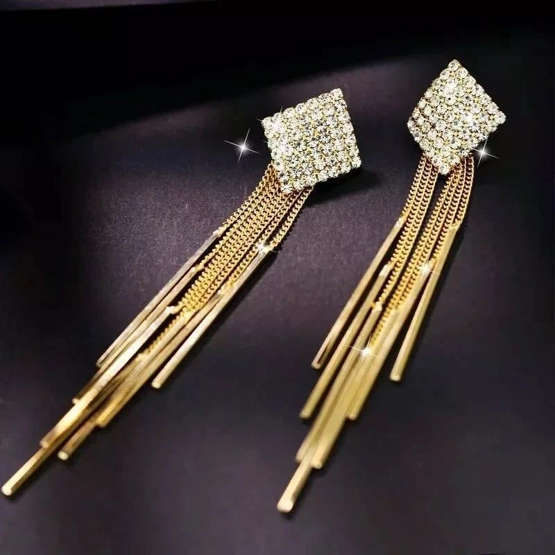 合金耳饰 韩版轻奢长款精致设计感流苏个性气质耳环时尚百搭耳饰