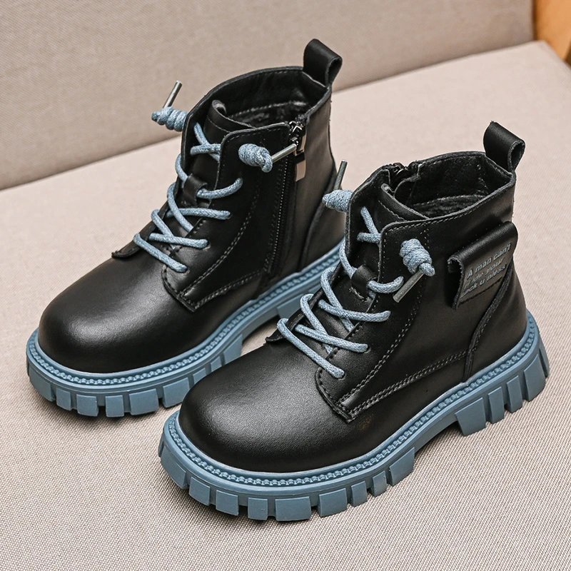 儿童马丁靴2023新款秋冬季加绒保暖女童短靴英伦风二棉鞋男孩靴子