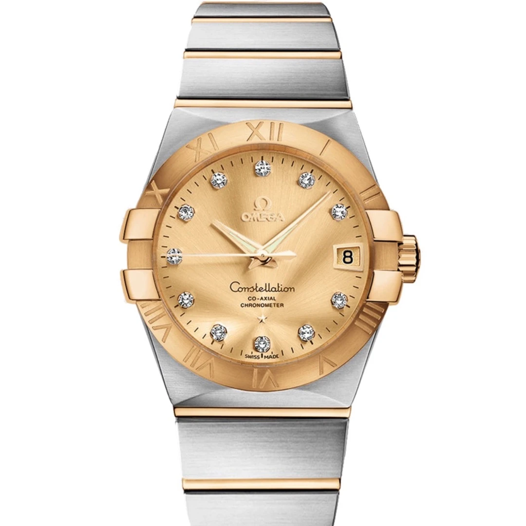 99新 Omega/欧米茄 星座系列间金钻刻机械表12320382158001