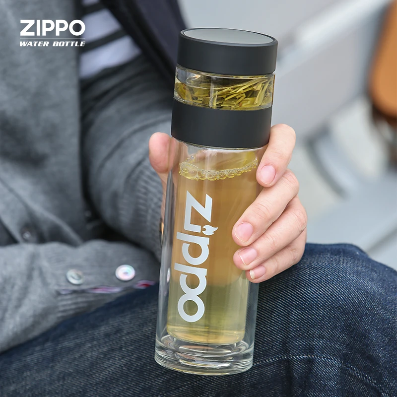 ZIPPO大容量温度显示水杯泡茶杯子男款智能茶水分离杯女士车载
