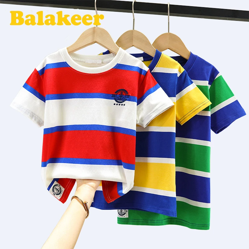 LALAKEER/巴拉可儿巴拉童装儿童t恤夏男童夏装休闲短袖中大童条纹
