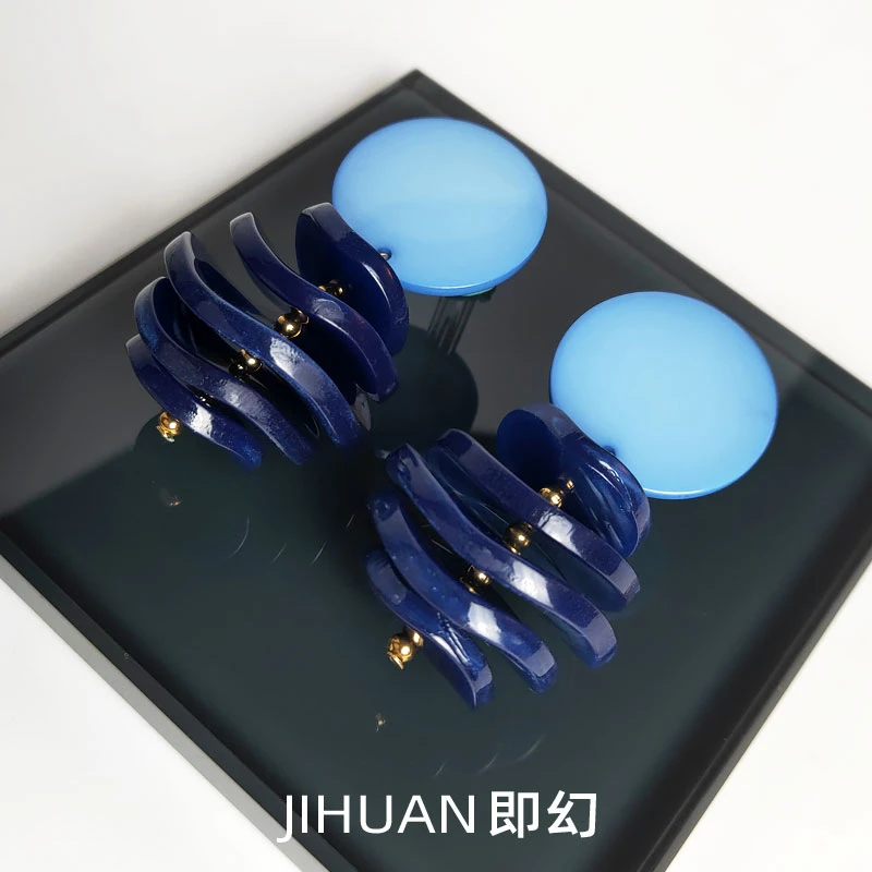 即幻♦2021秋冬季新款 小众克莱因蓝松球耳坠  Q-4219