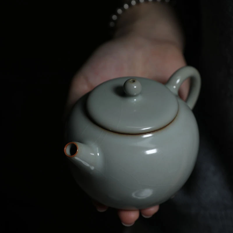 泥元素汝瓷茶壶陶瓷茶器茶具泡茶壶160ml单壶开片养茶主泡器