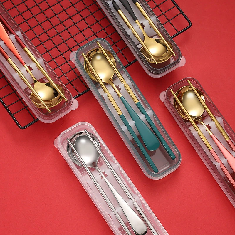 【天之优选】304不锈钢筷子+勺子送便携餐具盒2件套