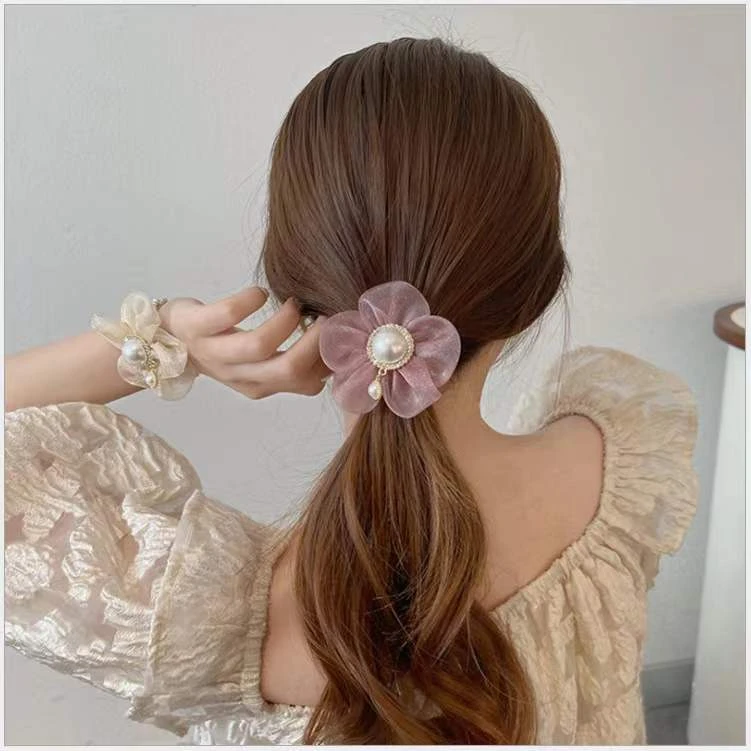 小花朵发圈时尚根纱发绳小可爱温柔同款头绳女夏季新款洋气